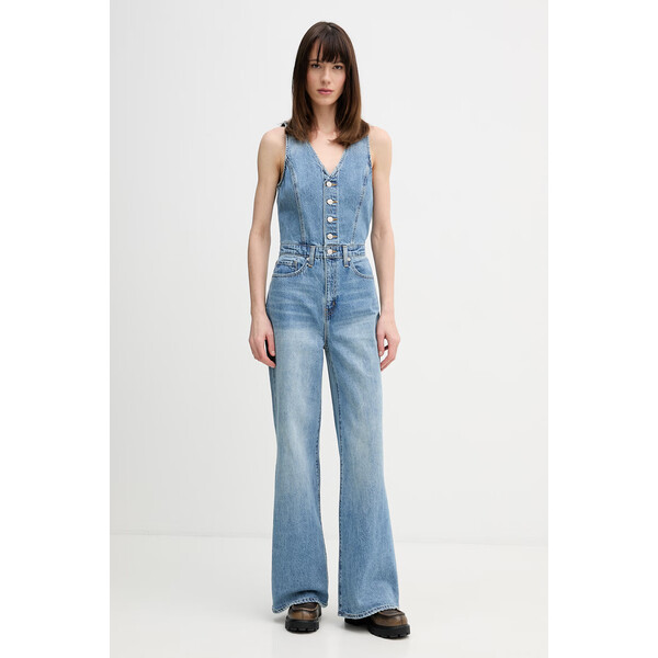 Levi's kombinezon jeansowy DNM VEST WIDELG  kolor niebieski bawełniany z dekoltem w szpic 0002R