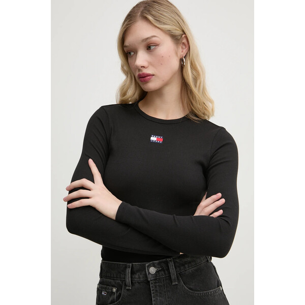 Tommy Jeans longsleeve  damski kolor czarny DW0DW20178