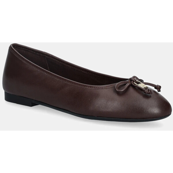 Tommy Hilfiger baleriny skórzane HILFIGER SMOOTH LTHR BALLET  kolor brązowy FW0FW09006