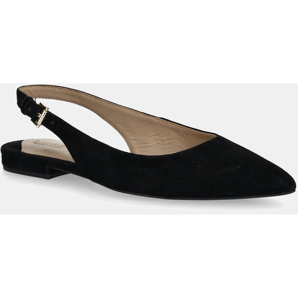 Lauren Ralph Lauren baleriny zamszowe Londyn Slbck  kolor czarny z odkrytą piętą 802967746001 802967746001.001