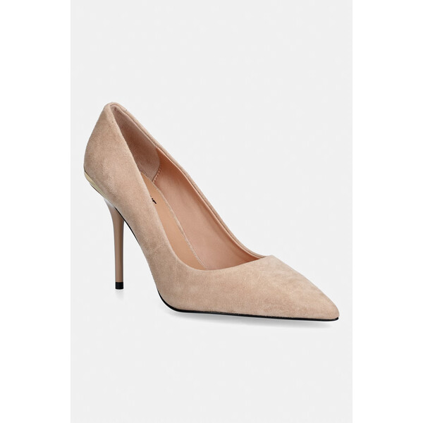 Love Moschino szpilki zamszowe  kolor beżowy JA10459G1OJA0609