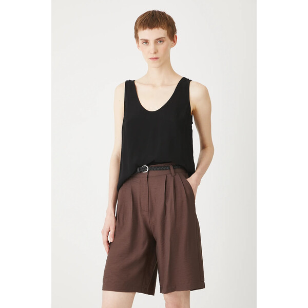 Medicine szorty  damskie kolor brązowy gładkie high waist RS25-SZDC02