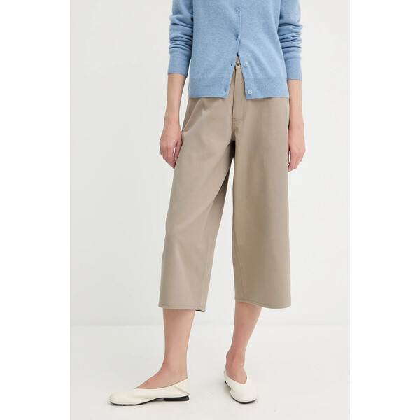 Samsoe Samsoe szorty bawełniane SAHARP  damskie kolor beżowy gładkie high waist F25200114