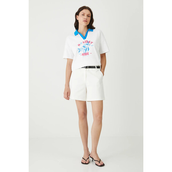 Medicine szorty  damskie kolor biały gładkie medium waist RS25-SZDB00