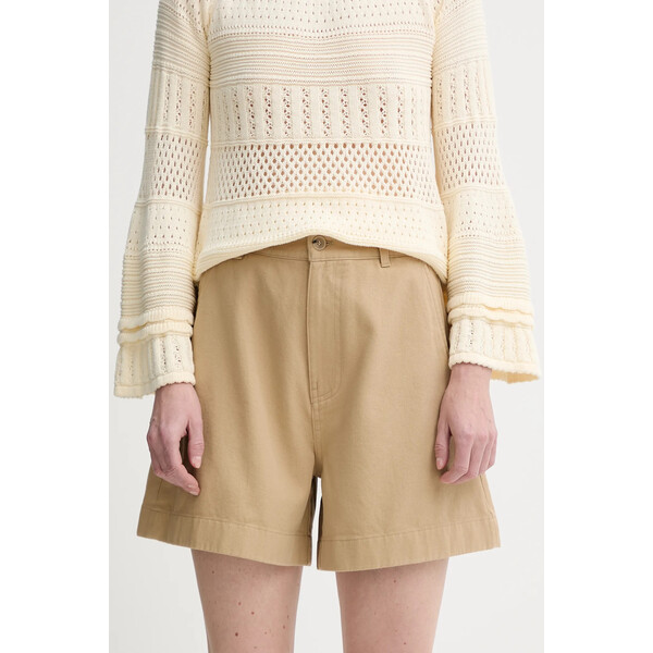 Filippa K szorty bawełniane  damskie kolor zielony gładkie high waist 31423.FK