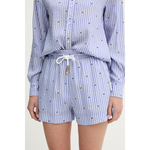 Silvian Heach szorty KAMIS  damskie kolor niebieski wzorzyste high waist GPP26197SH