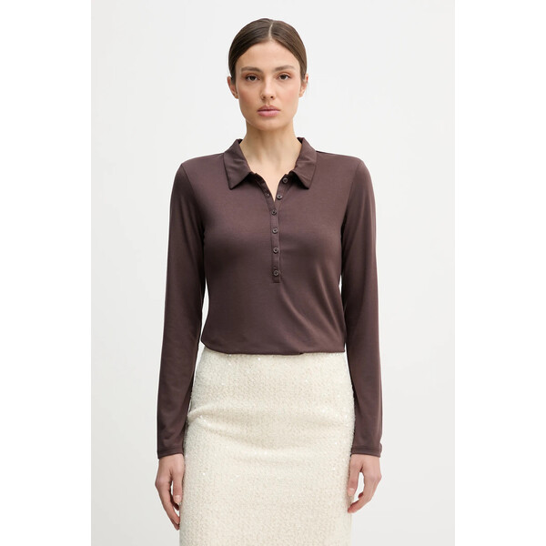 United Colors of Benetton longsleeve  kolor brązowy 3TVRD3017