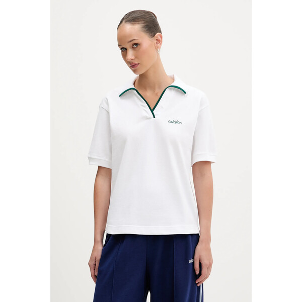 adidas polo bawełniane Essentials Colorpop  damski kolor biały JZ0191