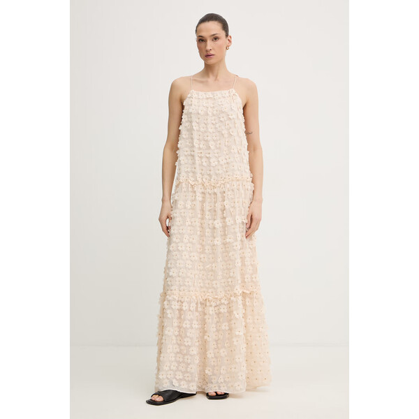 MUNTHE sukienka BOHDANA  beżowa gładka 261132426124