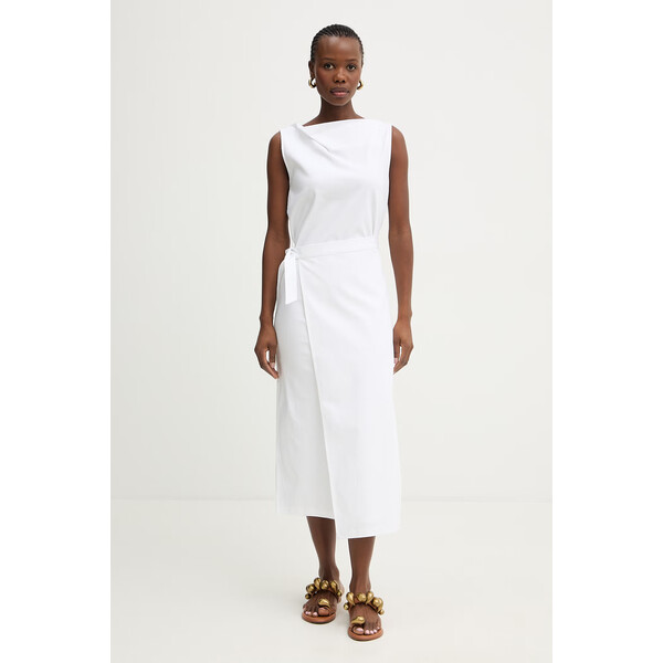 BOSS sukienka bawełniana Emiaky  biała 50558902