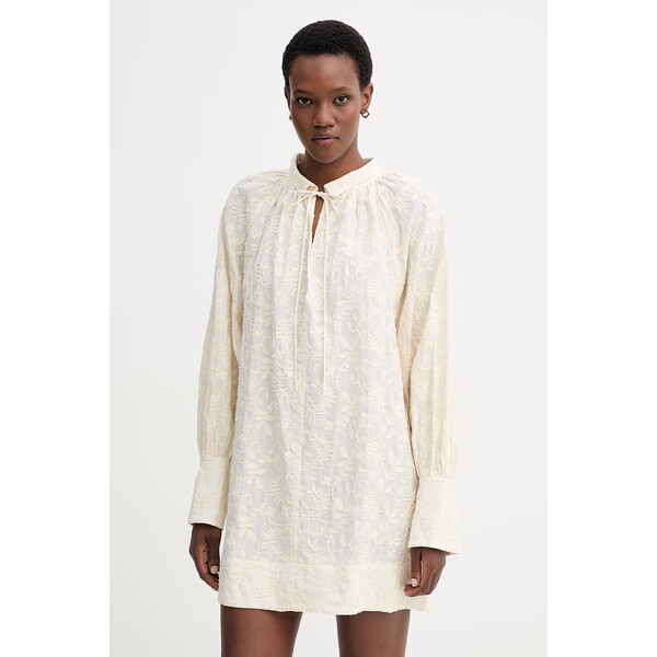 MUNTHE sukienka BETULLI  kolor beżowy mini oversize 261132826127