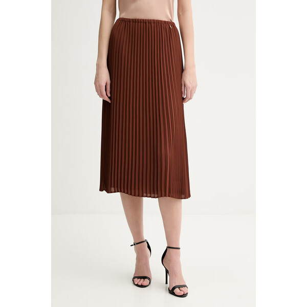 Silvian Heach spódnica MIDIAM  kolor brązowy midi rozkloszowana GPP26200LO