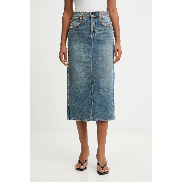 Miss Sixty spódnica jeansowa  kolor niebieski midi prosta 6S4KJ05800