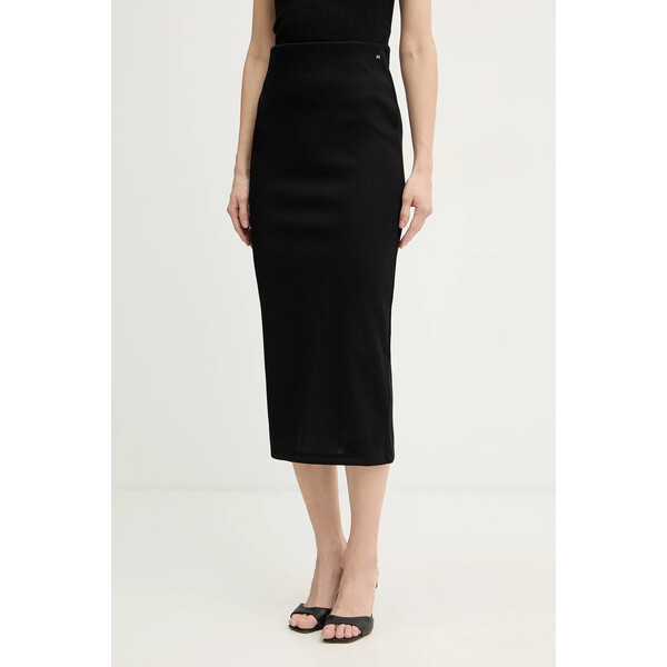 Armani Exchange spódnica  kolor czarny midi prosta XW001835 AF18852 XW001835.AF18852