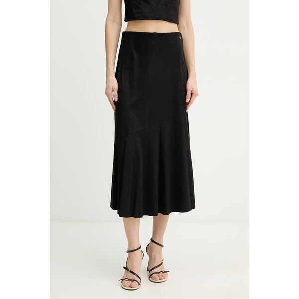 Guess spódnica NUNZIA  kolor czarny midi rozkloszowana W6RD15 WJ472 W6RD15.WJ472