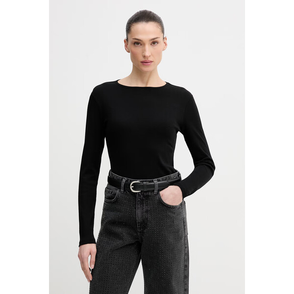 United Colors of Benetton longsleeve bawełniany  kolor czarny 3GA8D10CF
