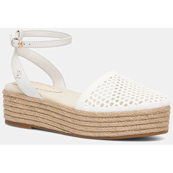Tommy Hilfiger espadryle KNIT MESH ESPADRILLE PLATFORM  kolor beżowy na platformie FW0FW08743