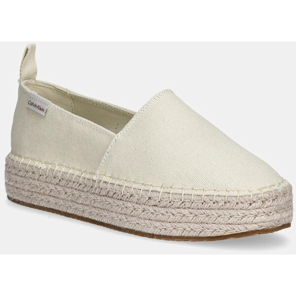 Calvin Klein Jeans espadryle PLATFORM ESPADRILLE ML CS  kolor beżowy na platformie YW0YW01871