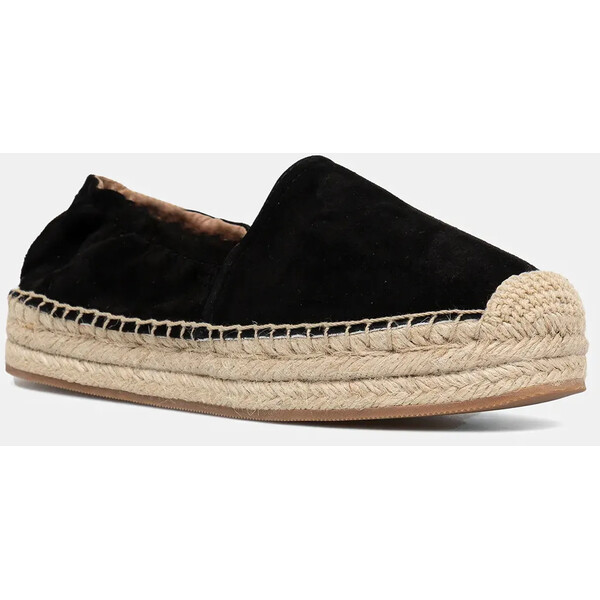 BOSS espadryle skórzane Madeira  kolor czarny na platformie 50542344 50542344.001