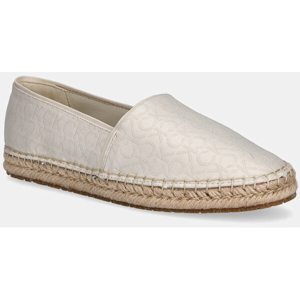 Calvin Klein espadryle FLAT ESPADRILLE - JACQ  kolor beżowy HW0HW02467