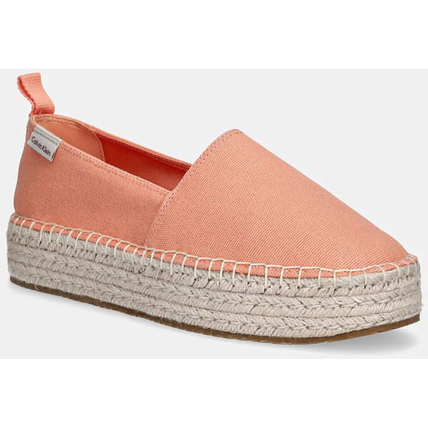 Calvin Klein Jeans espadryle PLATFORM ESPADRILLE ML CS  kolor pomarańczowy na platformie YW0YW01871
