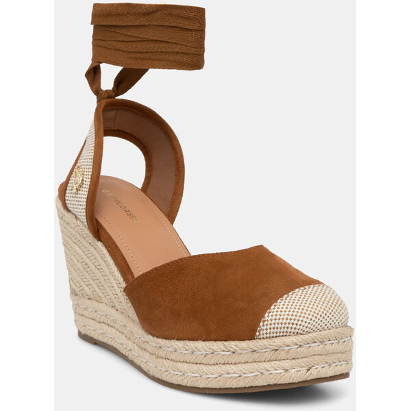 U.S. Polo Assn. Espadryle STEFY  kolor brązowy na koturnie STEFY001W/5HT2 STEFY001W.5HT2