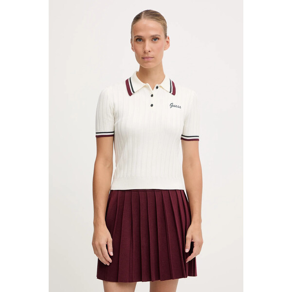 Guess polo z dodatkiem wełny SABINA  damski kolor kremowy V5BP04 Z1152 V5BP04.Z1152