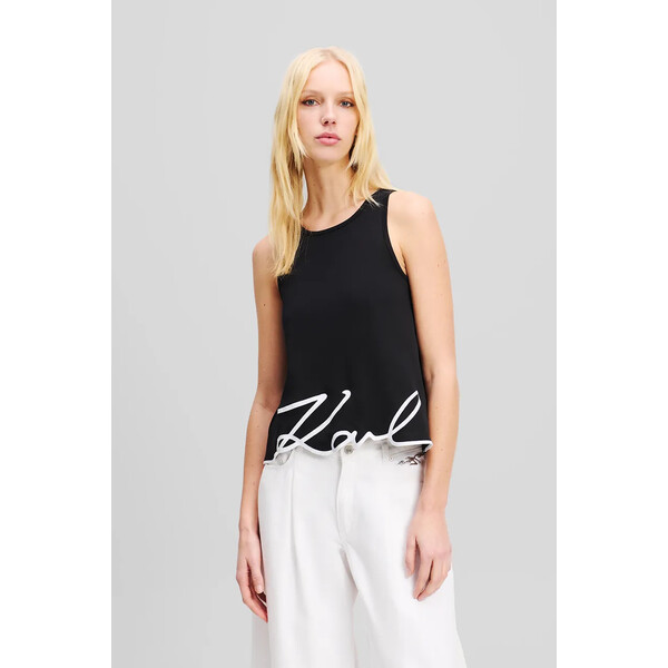 Karl Lagerfeld top bawełniany  kolor czarny A2W17066