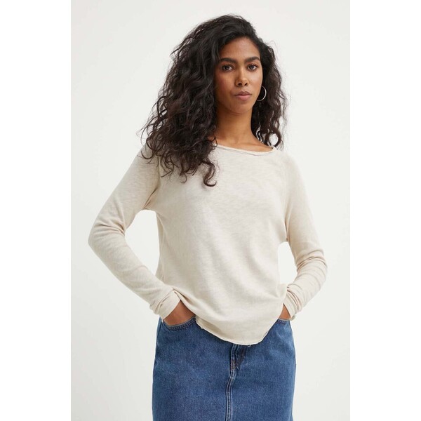 American Vintage longsleeve bawełniany  T-SHIRT ML COL BATEAU  kolor beżowy SON31GE24