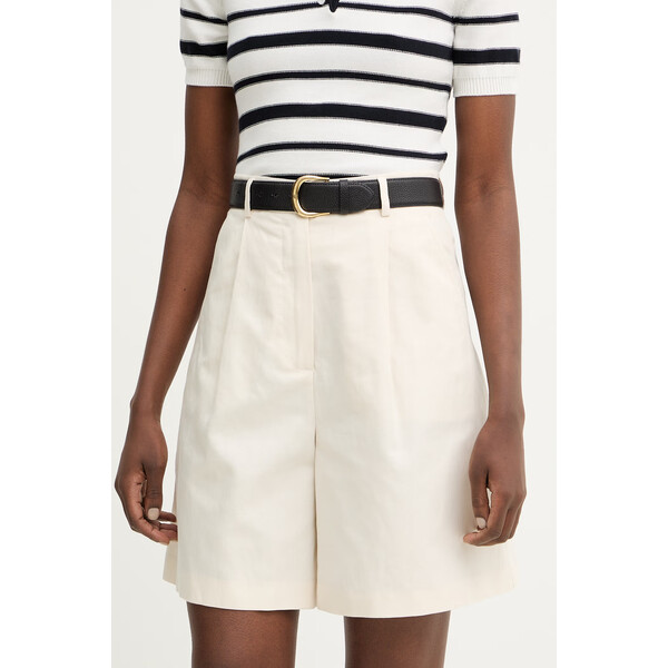 Weekend Max Mara szorty z dodatkiem lnu ECUBA  damskie kolor beżowy gładkie high waist 2615141022600