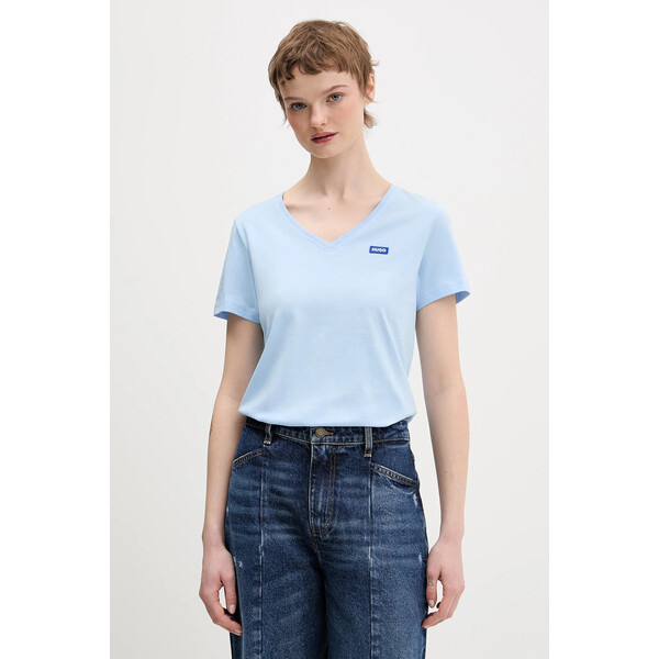 Hugo Blue t-shirt bawełniany Classic V_B  damski kolor niebieski 50513667