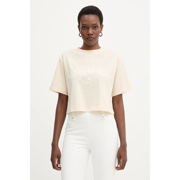 Patrizia Pepe t-shirt bawełniany  damski kolor beżowy 8M1798 J387 8M1798.J387