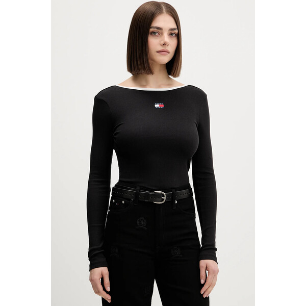 Tommy Jeans longsleeve  kolor czarny odkryte plecy DW0DW21839