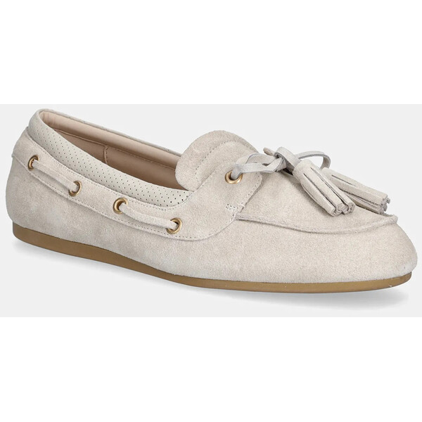 Liu Jo mokasyny zamszowe SKIPPER 03  damskie kolor beżowy na płaskim obcasie SA6049PX002S1400