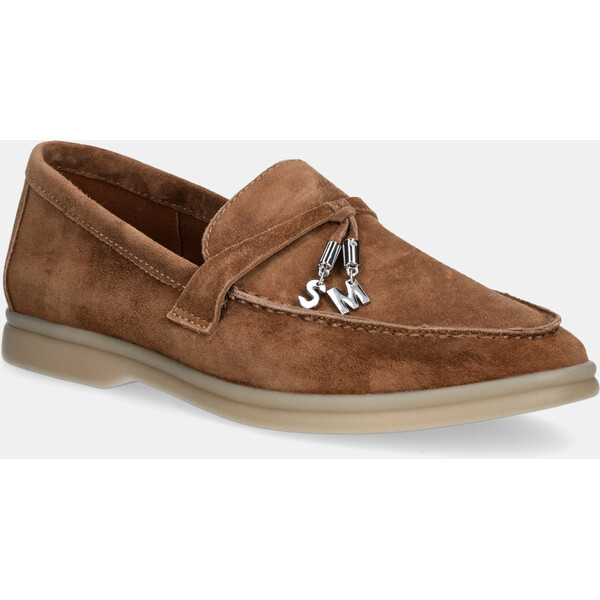 Steve Madden mokasyny zamszowe Portland  damskie kolor brązowy na płaskim obcasie 11003148 11003148.935