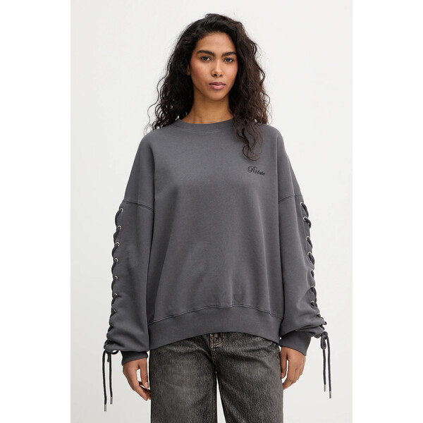 Rotate bluza bawełniana  damska kolor szary gładka 1154681205