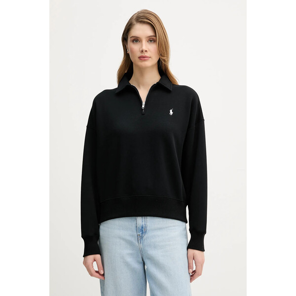 Polo Ralph Lauren bluza  damska kolor czarny z aplikacją 211B18685