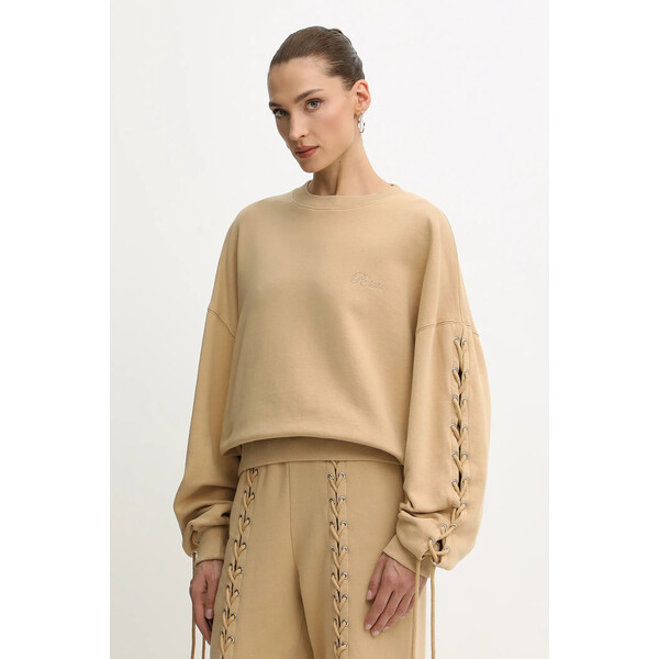 Rotate bluza bawełniana  damska kolor beżowy gładka 115468654