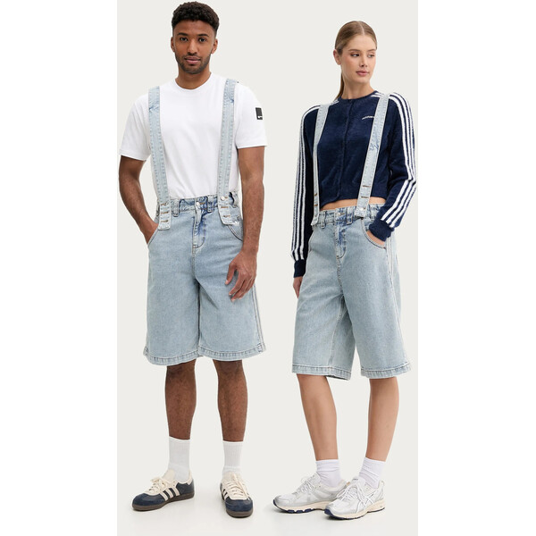 adidas Originals ogrodniczki jeansowe Pride x Jeremy Scott  kolor niebieski JY2022