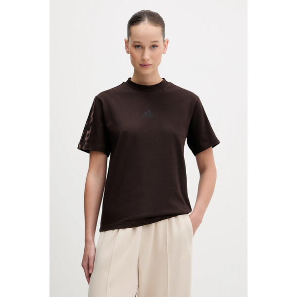 adidas t-shirt bawełniany  damski kolor brązowy KE8830