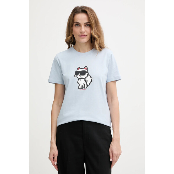 Karl Lagerfeld t-shirt bawełniany  damski kolor niebieski A1W17128