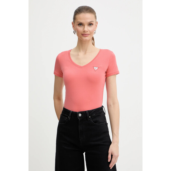 Guess t-shirt  damski kolor pomarańczowy W2YI45 J1314 W2YI45.J1314