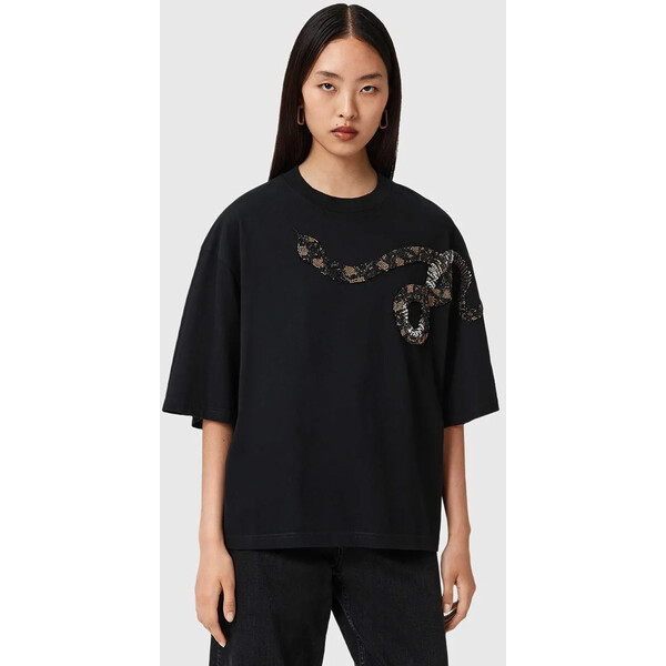 AllSaints t-shirt bawełniany  damski kolor czarny W152JD