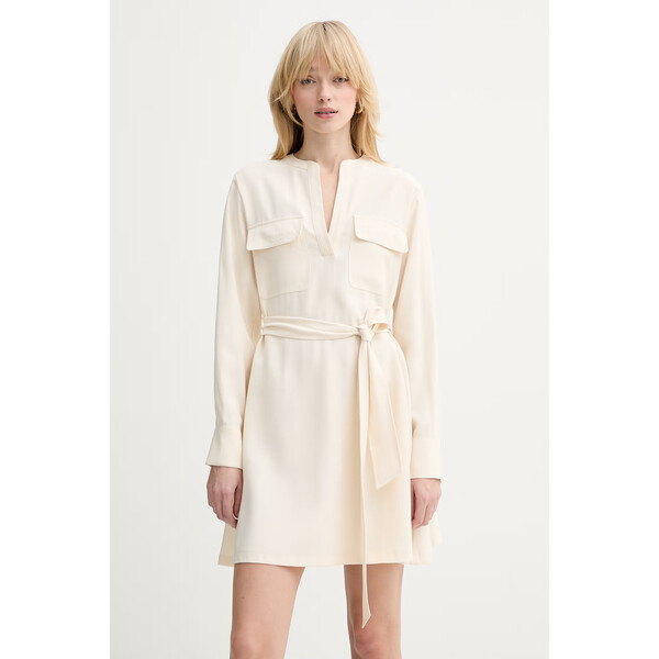 Silvian Heach sukienka POBE  kolor beżowy mini rozkloszowana GPP26076VE