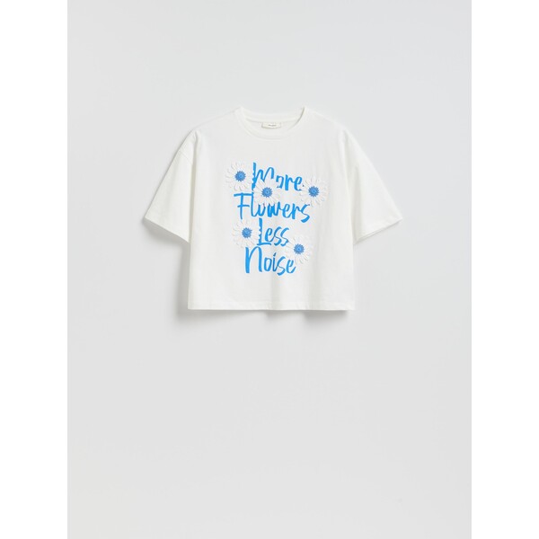 Reserved Bawełniany t-shirt z aplikacją 275HT-00X