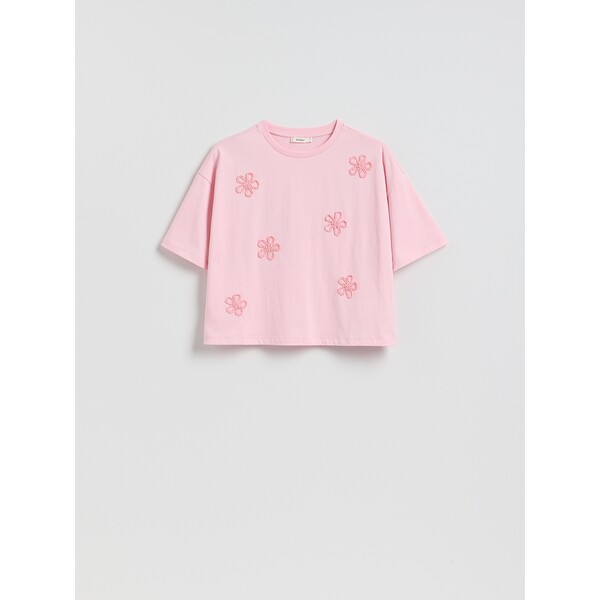 Reserved Bawełniany t-shirt z aplikacją 275HT-03X