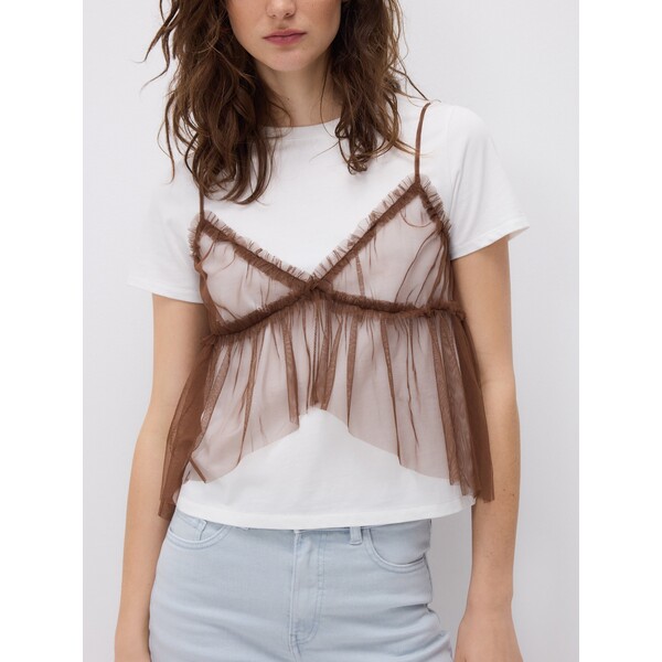 Reserved T-shirt z ozdobnym detalem 092HT-00X