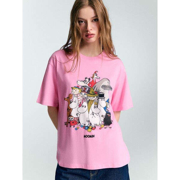 House Różowa koszulka z nadrukiem Moomin 646JT-03X