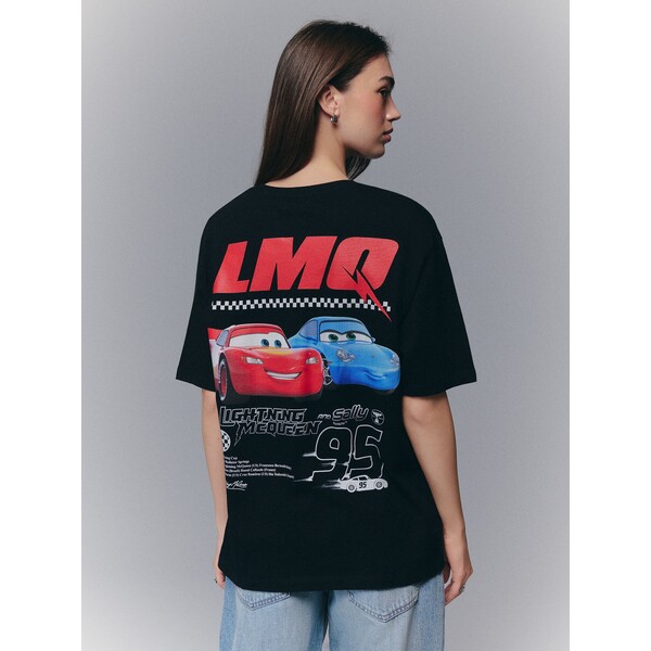House Czarna koszulka z nadrukiem Lightning McQueen 430IW-99X