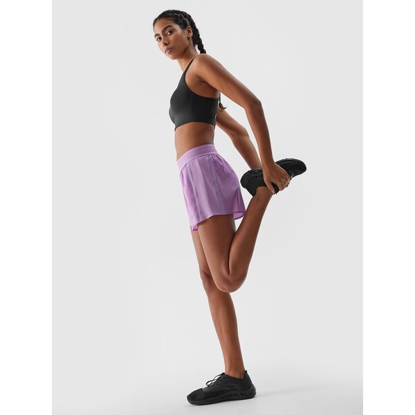 4F Spodenki do biegania szybkoschnące damskie - fioletowe 4FWSS24TFSHF494-51S